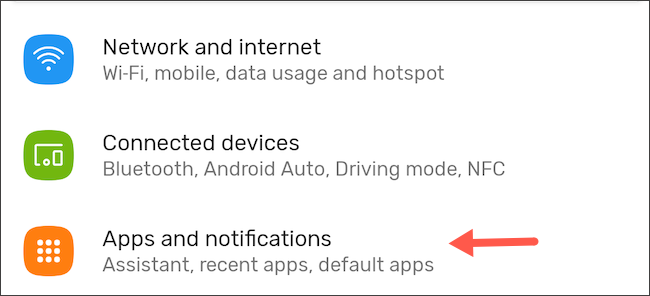 Раздел Приложения и уведомления в настройках Android