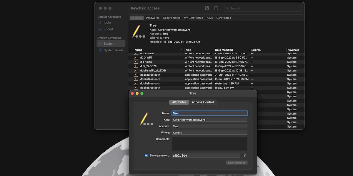проверка сохранённых паролей через Keychain Access