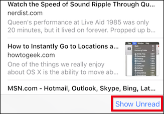 Переключение между всеми и непрочитанными статьями в Reading List на iOS