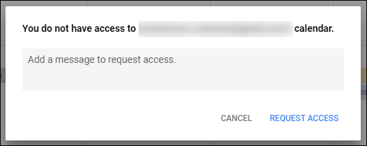 Окно запроса доступа к календарю с опцией отправить запрос