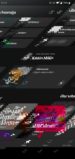 Кнопка «Поиск» в мобильном приложении Spotify