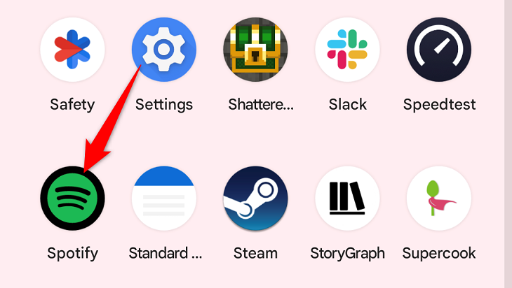 Выберите приложение, чтобы запустить его.