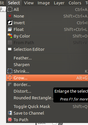 Ввод значения Grow = 1 пиксель