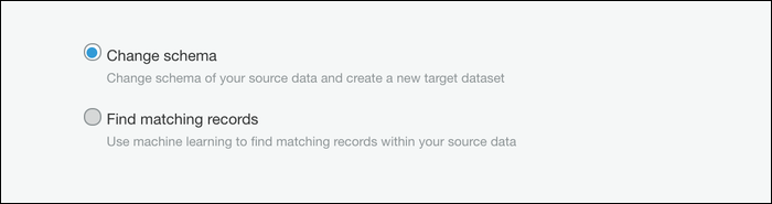 Выберите Change Schema, чтобы задать конвертацию.