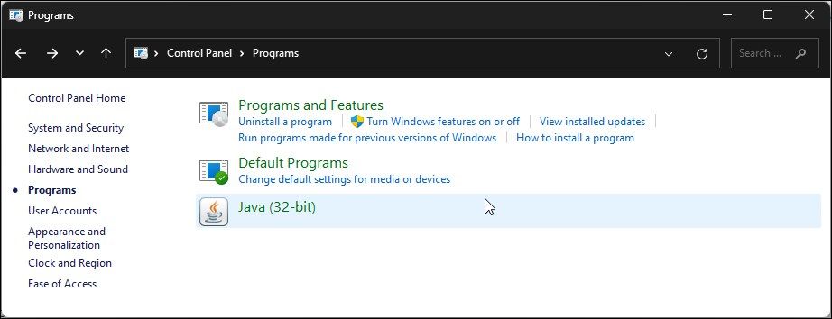 Java Control Panel: вкладка Java
