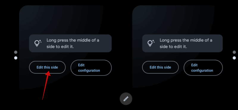 Переход к редактированию стороны экрана в StandBy Mode Pro