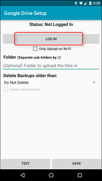 Выбор аккаунта Google Drive для загрузки резервной копии
