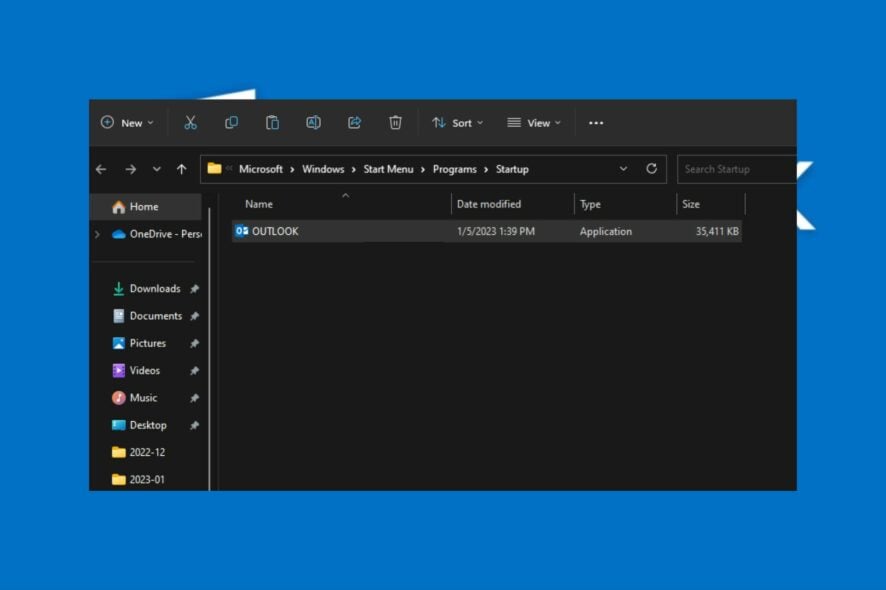 Outlook: автозапуск при старте Windows