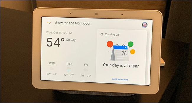 Показ видеопотока Nest Hello на дисплее Google Home Hub