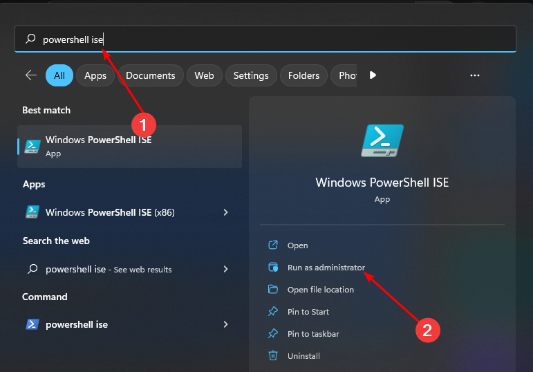 Скриншот окна PowerShell ISE с подсветкой кода