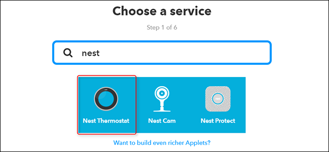 Сервис Nest Thermostat в списке каналов IFTTT