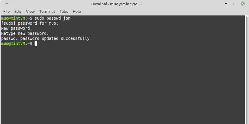 Смена пароля другого пользователя через sudo