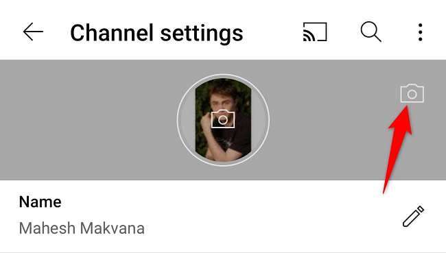 Нажмите на иконку камеры в правом верхнем углу экрана настройки канала.