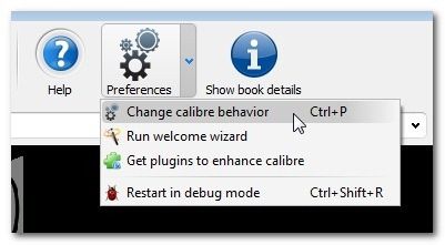 Панель настроек Calibre