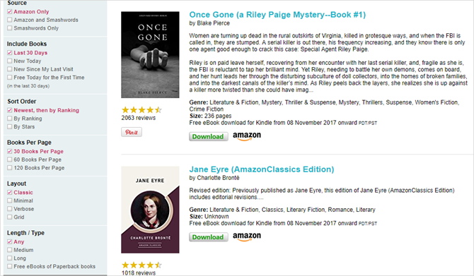 DailyFreeBooks фильтры и жанры для поиска бесплатных Kindle книг