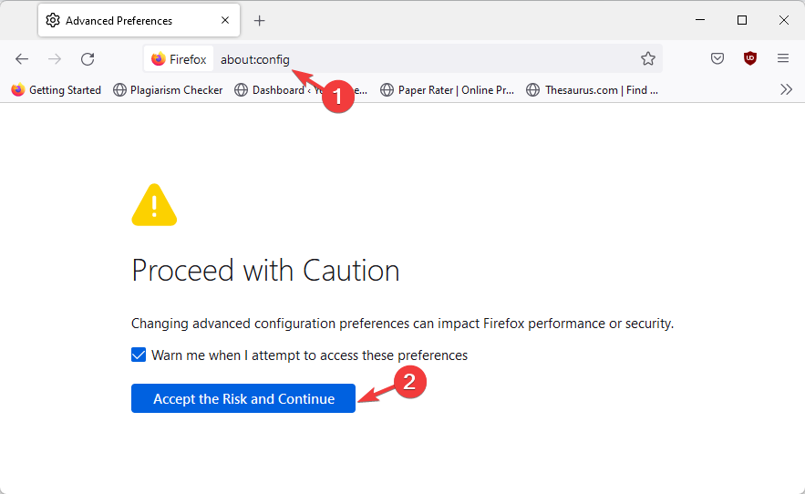 перейти в about:config
