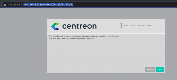 Экран приветствия установки Centreon