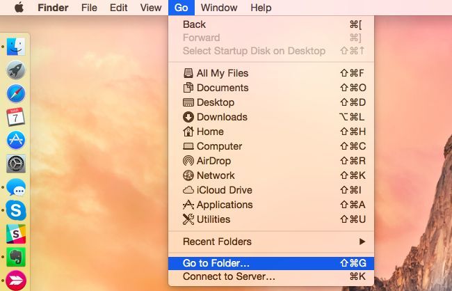 Диалог Перейти к папке в Finder
