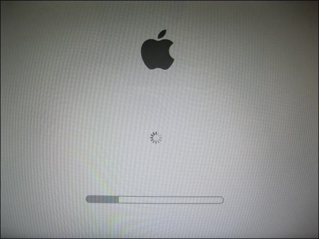 A Mac running a disk check in Safe mode.