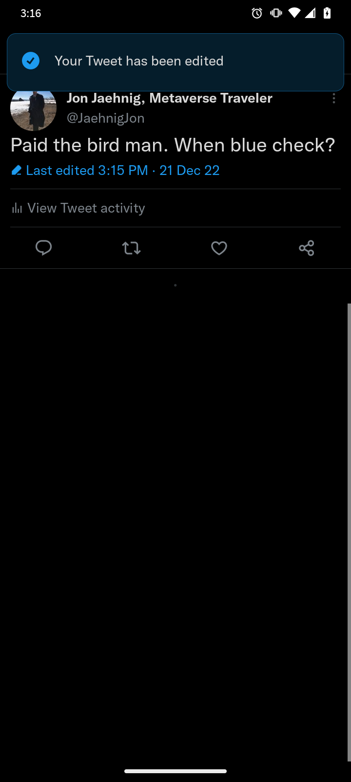 Подтверждение того, что твит отредактирован