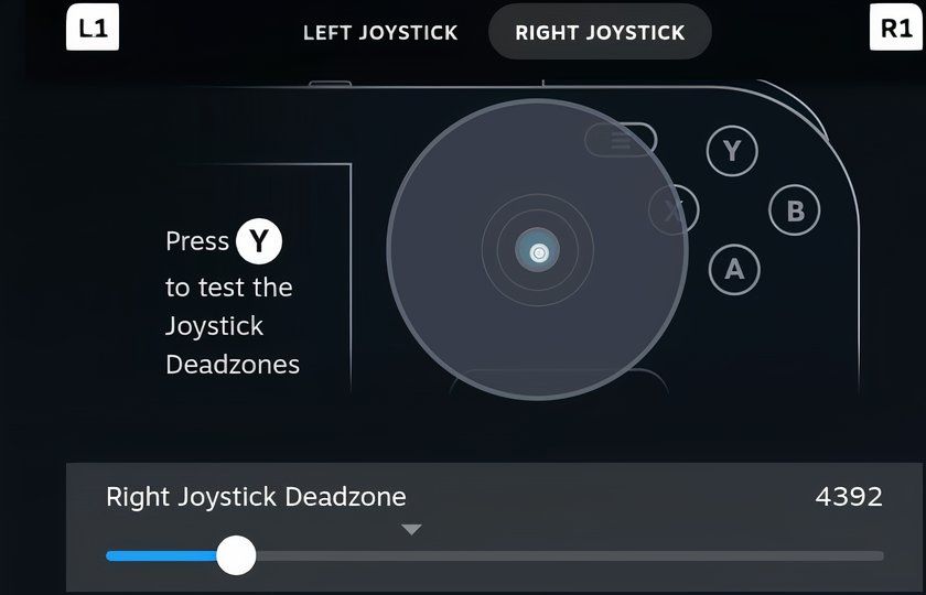 Tweaking right joystick deadzone in Steam Deck Game Mode.