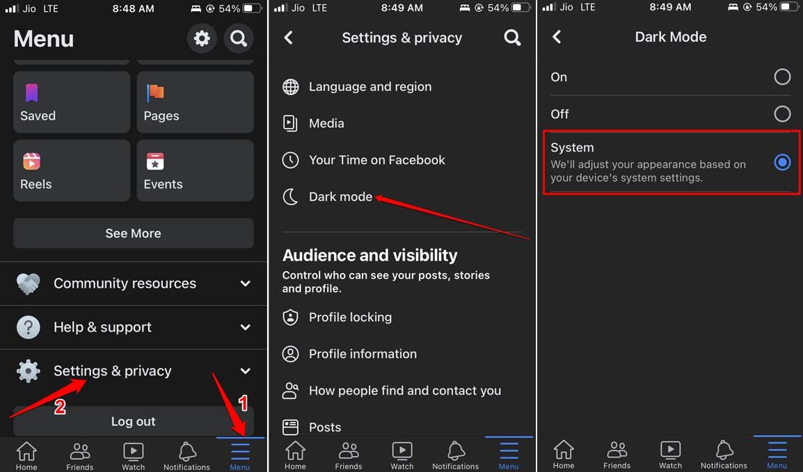 Включить тёмную тему в Facebook на iOS