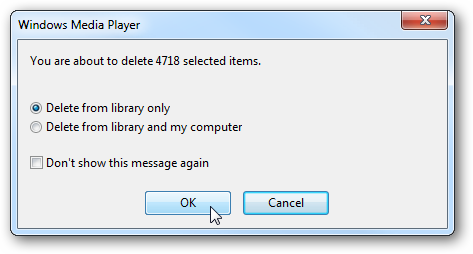 Подтверждение удаления только из библиотеки