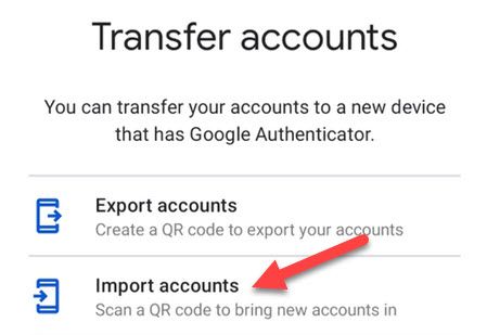 Выберите «Import Accounts».