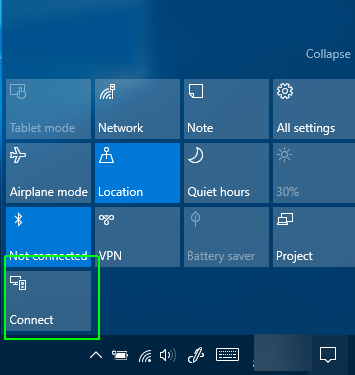 Центр уведомлений — подключение к устройству