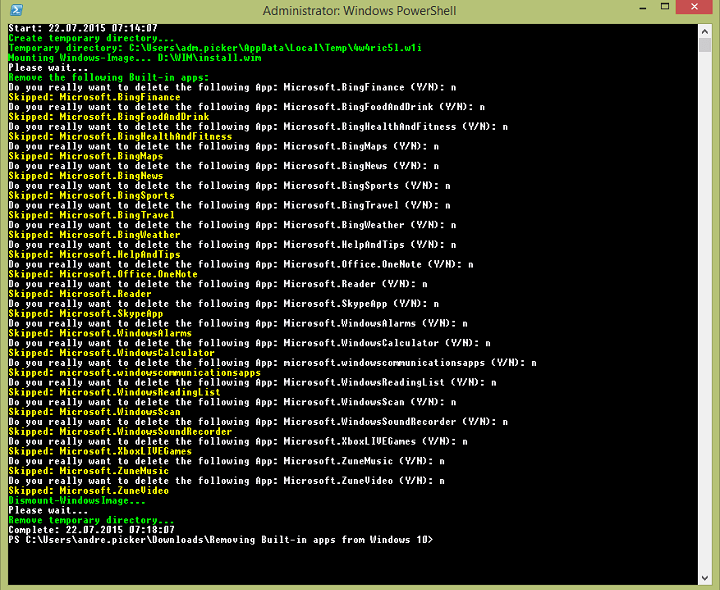 Удаление встроенных приложений Windows 10 через PowerShell