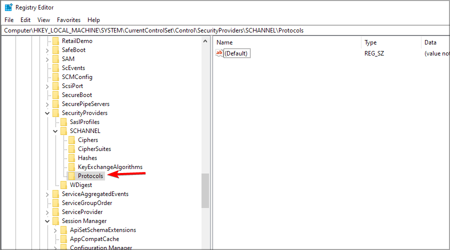Создание нового ключа в реестре