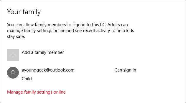 Подтверждение и переход к Family Safety