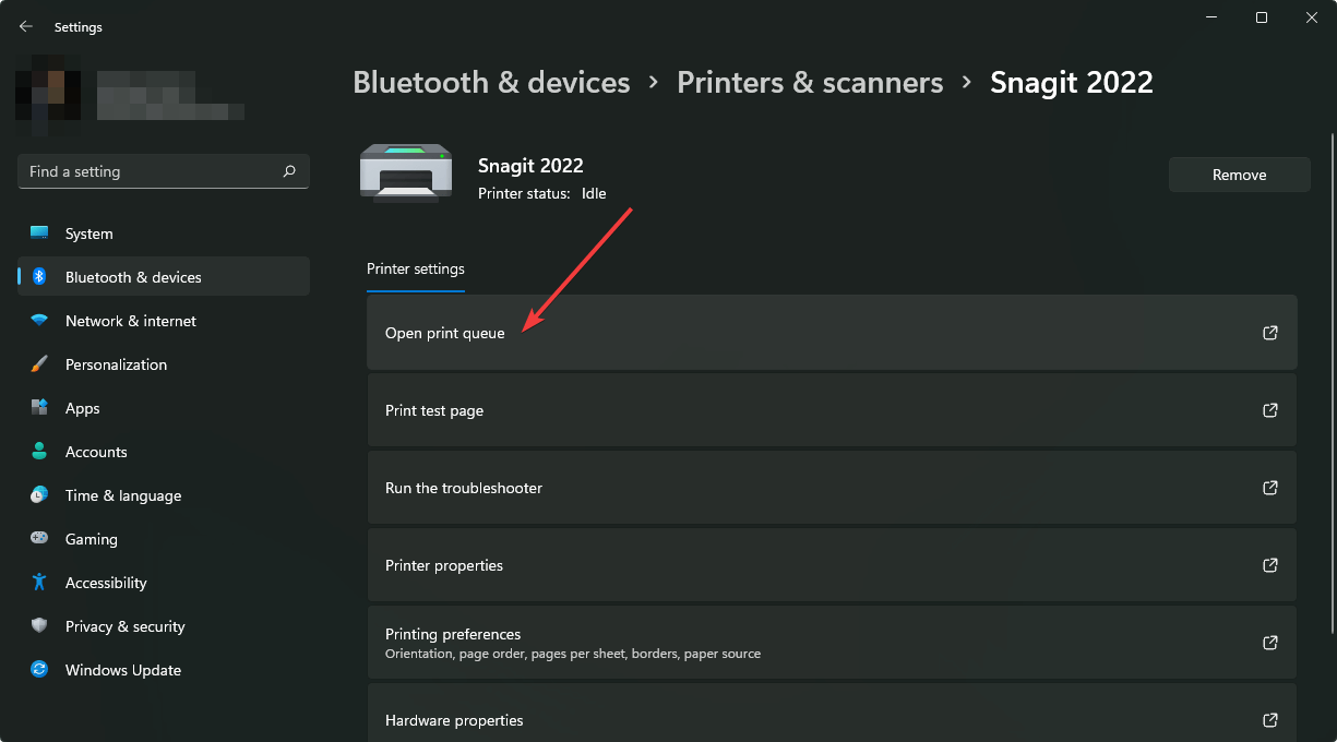 Открытие очереди печати