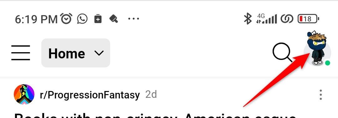 Главная страница Reddit в приложении