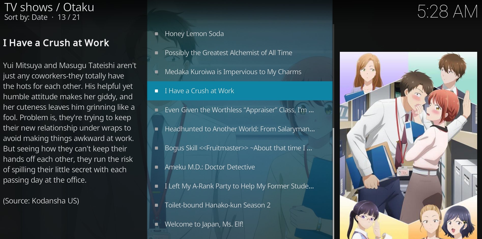 Список аниме‑шоу в дополнении Otaku