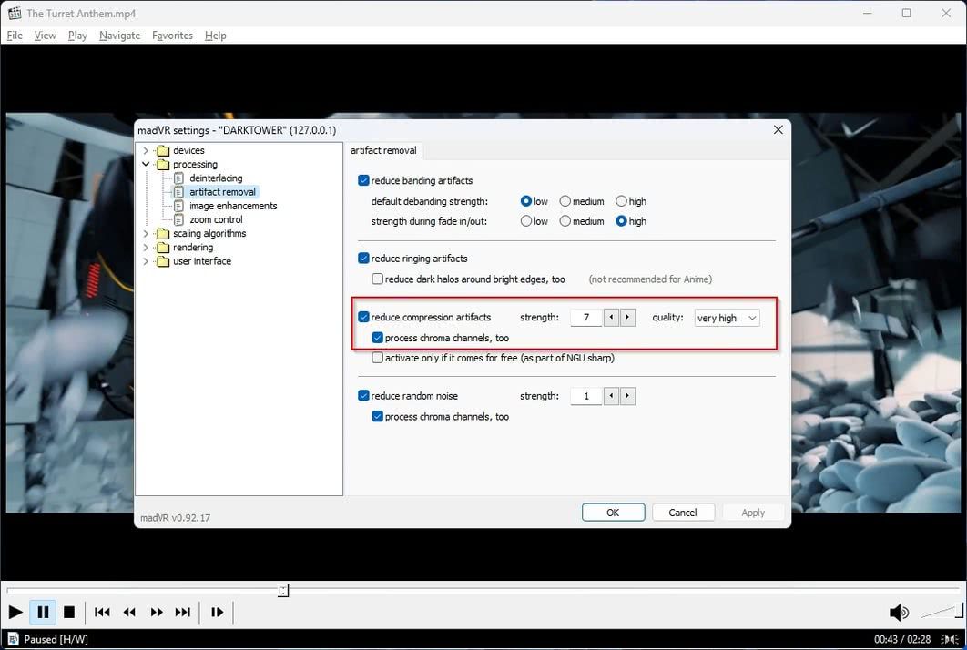 MadVR Reduce Compression Artifacts