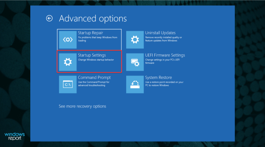 click on startup settings