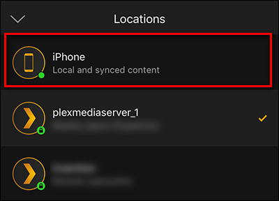 Выбор локального устройства в списке — просмотр локально сохранённых медиа