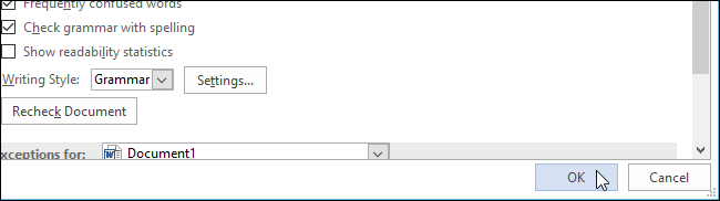 Закрытие окна Параметров Word