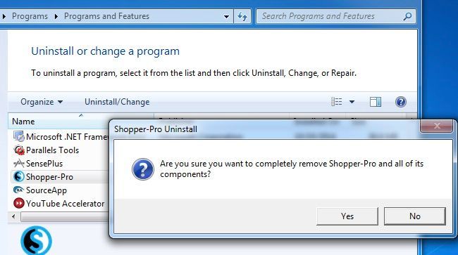 Установка/удаление программ: Shopper-Pro в списке программ