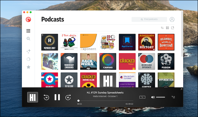 Проигрыватель Pocket Casts в приложении на Mac