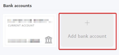 Форма добавления банковского счёта в PayPal с полями для реквизитов