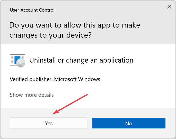 Подтверждение удаления приложения в Windows
