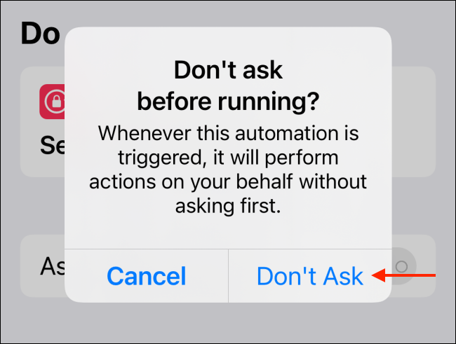 Подтвердите Не спрашивать во всплывающем окне