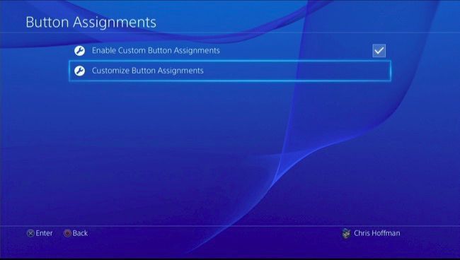 Экран настройки пользовательских назначений кнопок