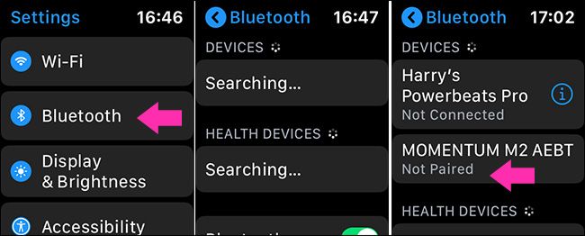 Экран Apple Watch: подключение наушников