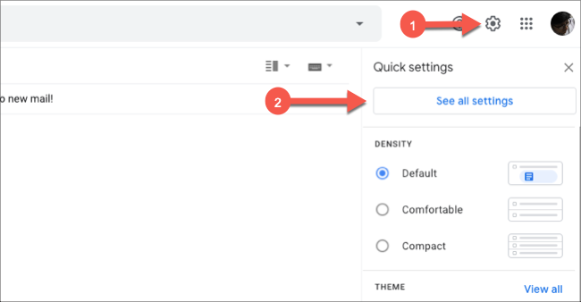 Откройте настройки на сайте Gmail