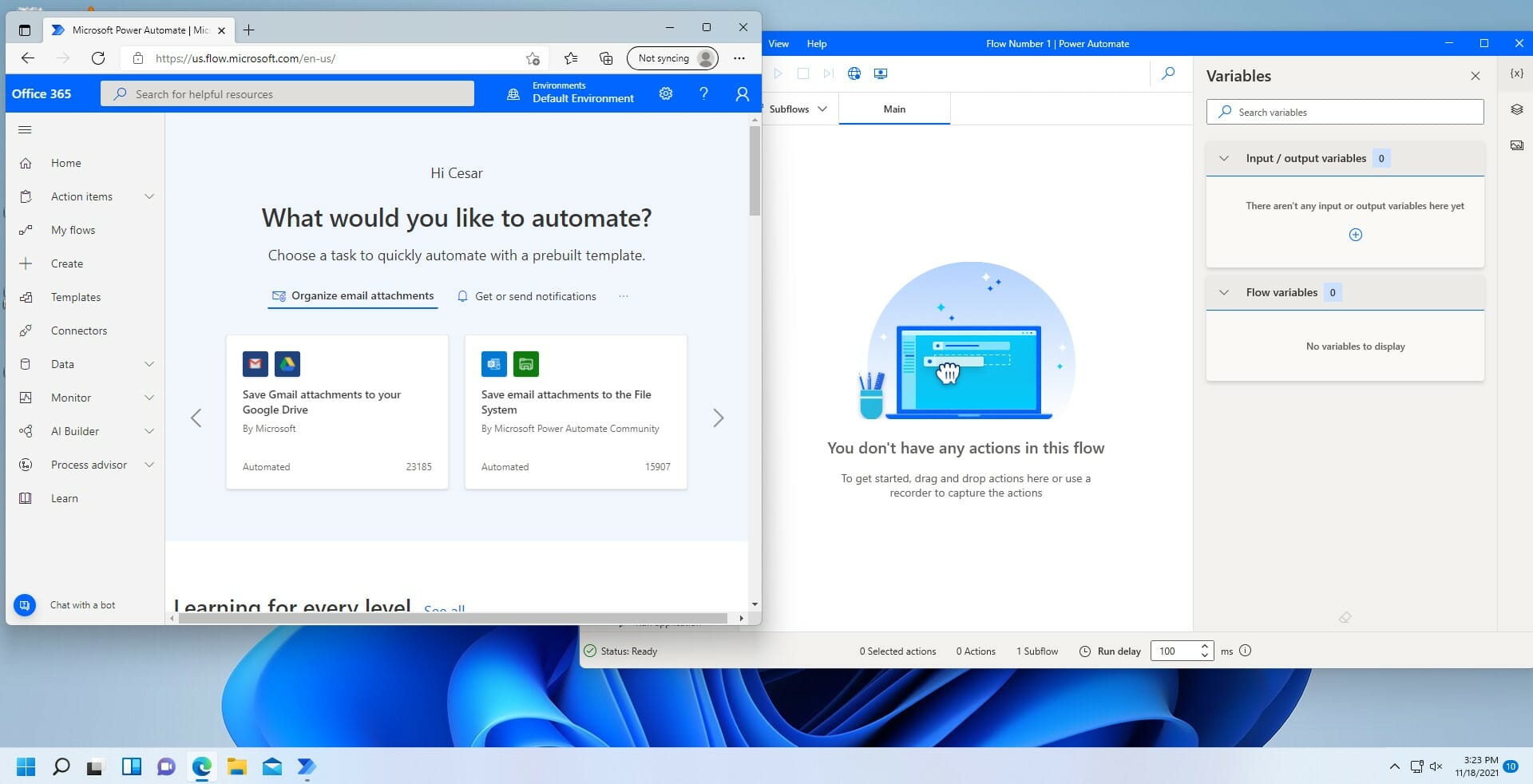 Иллюстрация сравнения облака и десктопа Power Automate
