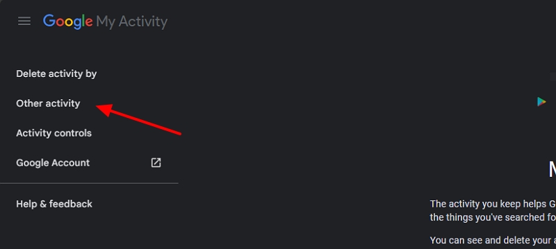 другая активность на странице моих действий google