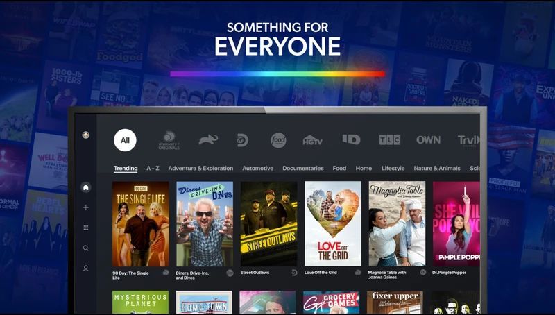 Discovery+ в интерфейсе The Roku Channel на экране